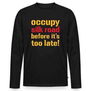 occupy silk road - Männer Premium Bio Langarmshirt - Schwarz - Vorne - Nico (187cm)