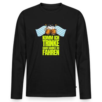 Komm ich trinke dann kannst du fahren - Männer Premium Bio Langarmshirt - Schwarz - Vorne - Nico (187cm)