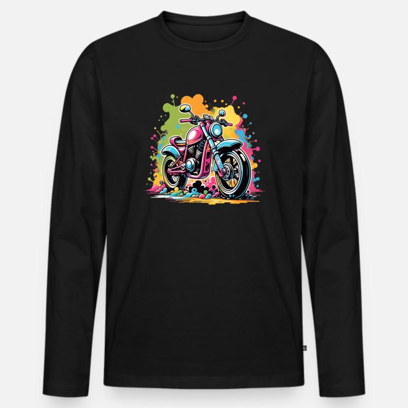 Motorrad - Biker - Graffiti - Männer Premium Bio Langarmshirt - Schwarz