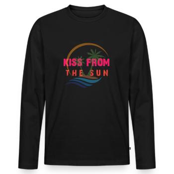 KISS FROM THE SUN - Männer Premium Bio Langarmshirt - Schwarz - Vorne - Nico (187cm)
