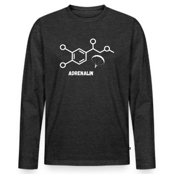 Adrenalin Paragleiten - Männer Premium Bio Langarmshirt - Anthrazit meliert - Vorne - Nico (187cm)