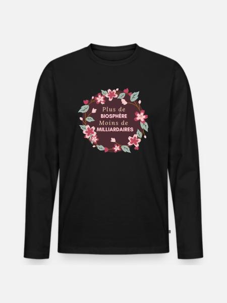 More biosphere, fewer billionaires - Men's Premium Organic Long Sleeve Shirt - black
