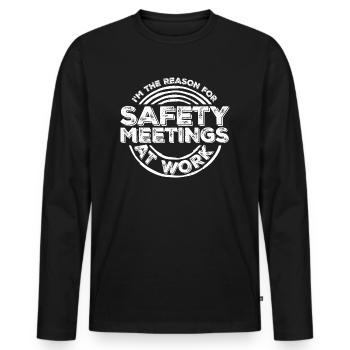 C’est drôle que je sois la raison des réunions de sécurité au travail - T-shirt manches longues Premium bio Homme - noir - Devant - Nico (187cm)