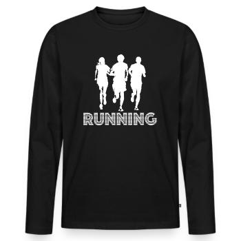 Laufen | running, Sport, Training, Workout - Männer Premium Bio Langarmshirt - Schwarz - Vorne - Nico (187cm)