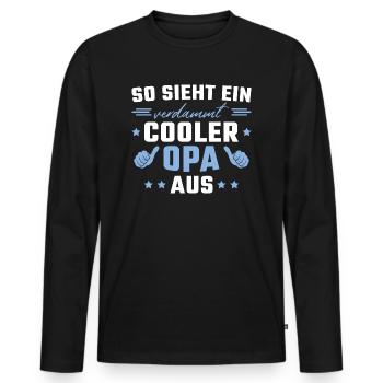 Bester Großvater Verdammt cooler Opa - Männer Premium Bio Langarmshirt - Schwarz - Vorne - Nico (187cm)