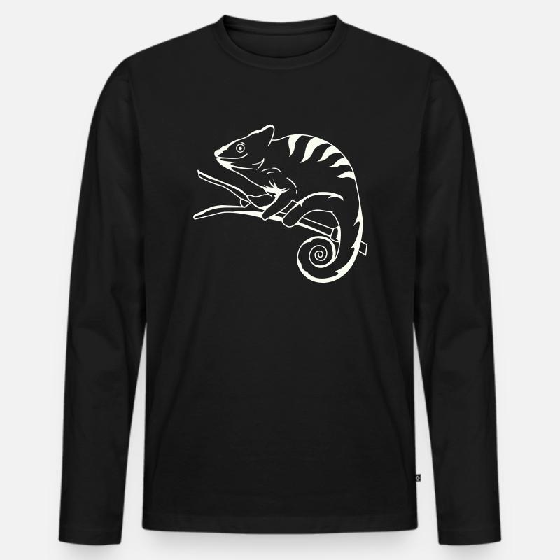 funny cameleon Kopie - Männer Premium Bio Langarmshirt - Schwarz