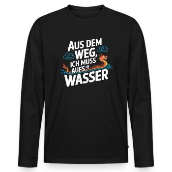 Aus dem Weg, ich muss aufs Wasser - Männer Premium Bio Langarmshirt - Schwarz - Vorne - Nico (187cm)