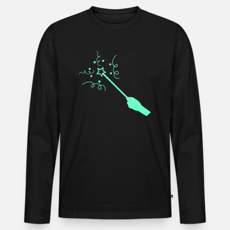 zauberstab - Männer Premium Bio Langarmshirt - Schwarz