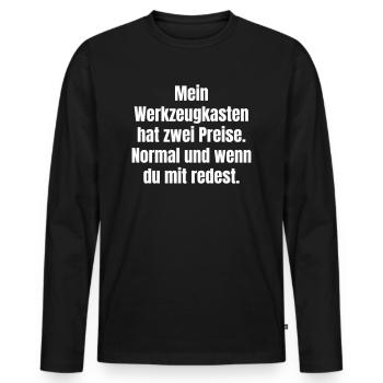Der Werkzeugkasten des Handwerkers hat Preise - Männer Premium Bio Langarmshirt - Schwarz - Vorne - Nico (187cm)