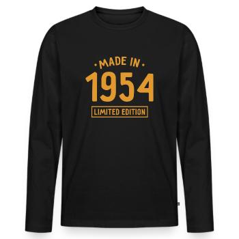 Made in 1954 - Limited Edition - Geburtsjahr - Männer Premium Bio Langarmshirt - Schwarz - Vorne - Nico (187cm)