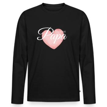 Du wirst Papa – Herz-Design zur Verkündung - Männer Premium Bio Langarmshirt - Schwarz - Vorne - Nico (187cm)