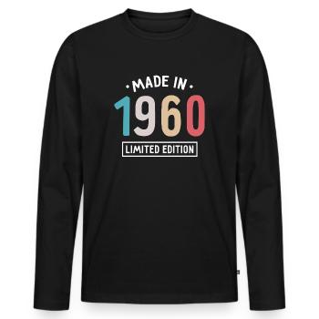 Made in 1960 - Limited Edition - Geburtsjahr - Männer Premium Bio Langarmshirt - Schwarz - Vorne - Nico (187cm)