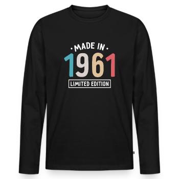 Made in 1961 - Limited Edition - Year of birth - Men's Premium Organic Long Sleeve Shirt - black - Front - Nico (187cm)