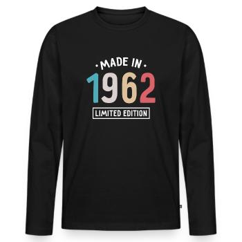 Fabriqué en 1962 - Edition limitée - Année de naissance - T-shirt manches longues Premium bio Homme - noir - Devant - Nico (187cm)