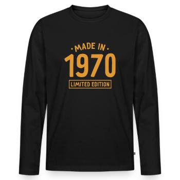 Fabriqué en 1970 - Edition limitée - Année de naissance - T-shirt manches longues Premium bio Homme - noir - Devant - Nico (187cm)