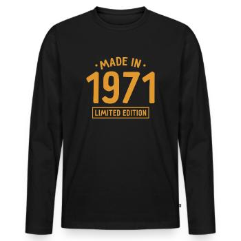 Made in 1971 - Limited Edition - Year of birth - Men's Premium Organic Long Sleeve Shirt - black - Front - Nico (187cm)