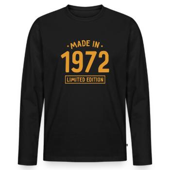 Fabriqué en 1972 - Edition limitée - Année de naissance - T-shirt manches longues Premium bio Homme - noir - Devant - Nico (187cm)