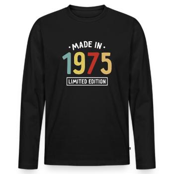 Made in 1975 - Limited Edition - Geburtsjahr - Männer Premium Bio Langarmshirt - Schwarz - Vorne - Nico (187cm)