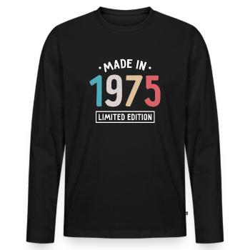 Made in 1975 - Limited Edition - Geburtsjahr - Männer Premium Bio Langarmshirt - Schwarz - Vorne - Nico (187cm)