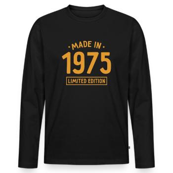 Made in 1975 - Limited Edition - Geburtsjahr - Männer Premium Bio Langarmshirt - Schwarz - Vorne - Nico (187cm)