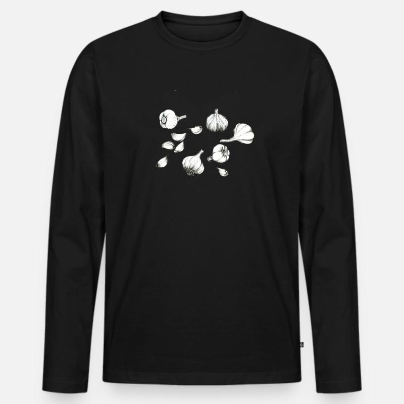Knoblauch - Männer Premium Bio Langarmshirt - Schwarz