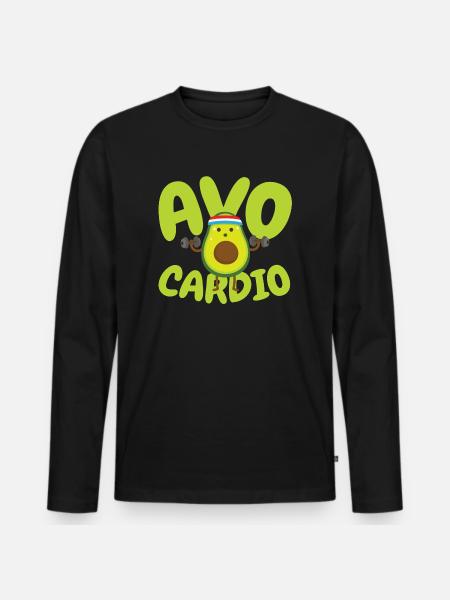 Avo Cardio - Fitness Avocado - Männer Premium Bio Langarmshirt - Schwarz