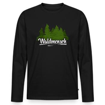Waldmensch - Männer Premium Bio Langarmshirt - Schwarz - Vorne - Nico (187cm)