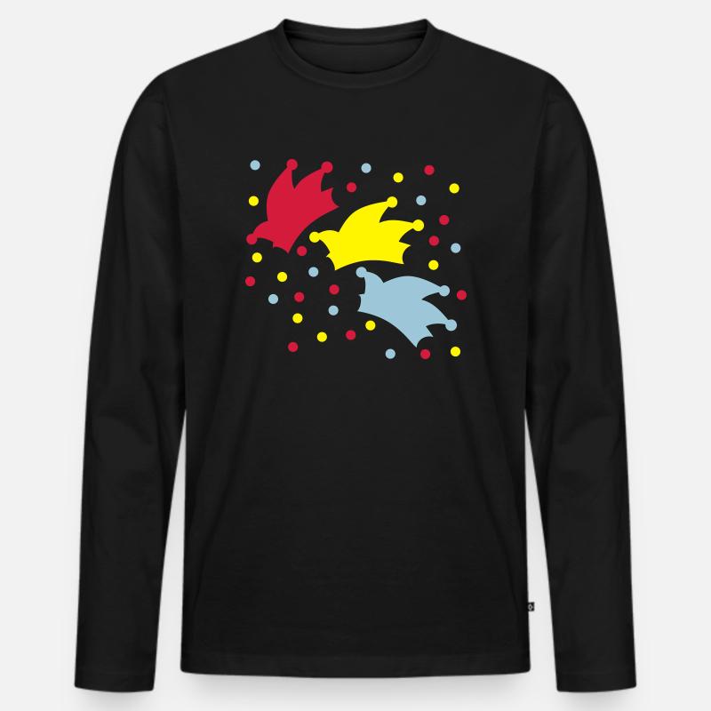 Narrenkappe / Konfetti / Fasching - Männer Premium Bio Langarmshirt - Schwarz