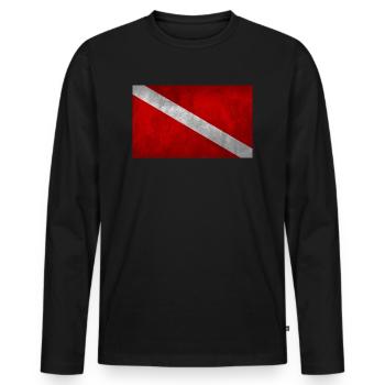 TAUCHERFLAGGE USED LOOK VINTAGE - Männer Premium Bio Langarmshirt - Schwarz - Vorne - Nico (187cm)