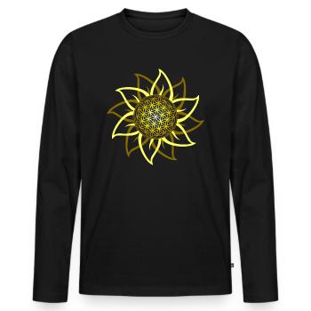 flower of Life - Men's Premium Organic Long Sleeve Shirt - black - Front - Nico (187cm)