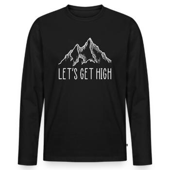 Randonnées alpinistes et randonneurs montons haut - T-shirt manches longues Premium bio Homme - noir - Devant - Nico (187cm)