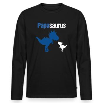 Papasaurus Dinosaurier für Papa Vatertag Geschenk - Männer Premium Bio Langarmshirt - Schwarz - Vorne - Nico (187cm)