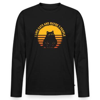 Amoureux des chats Cadeau De Noël chats chemise - T-shirt manches longues Premium bio Homme - noir - Devant - Nico (187cm)
