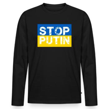 Stop Putin Ukraine Krieg - Männer Premium Bio Langarmshirt - Schwarz - Vorne - Nico (187cm)