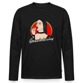FILLE FRAISE PAILLE ERDBEERE - T-shirt manches longues Premium bio Homme - noir - Devant - Nico (187cm)