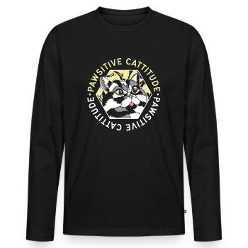 CATTITUDE DE CHAT PAWSITIVE - T-shirt manches longues Premium bio Homme - noir - Devant - Nico (187cm)