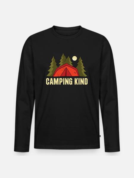 Camping Kind - Männer Premium Bio Langarmshirt - Schwarz