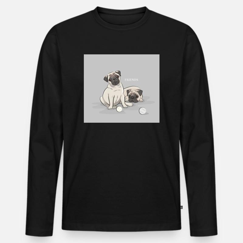 Mops - Männer Premium Bio Langarmshirt - Schwarz