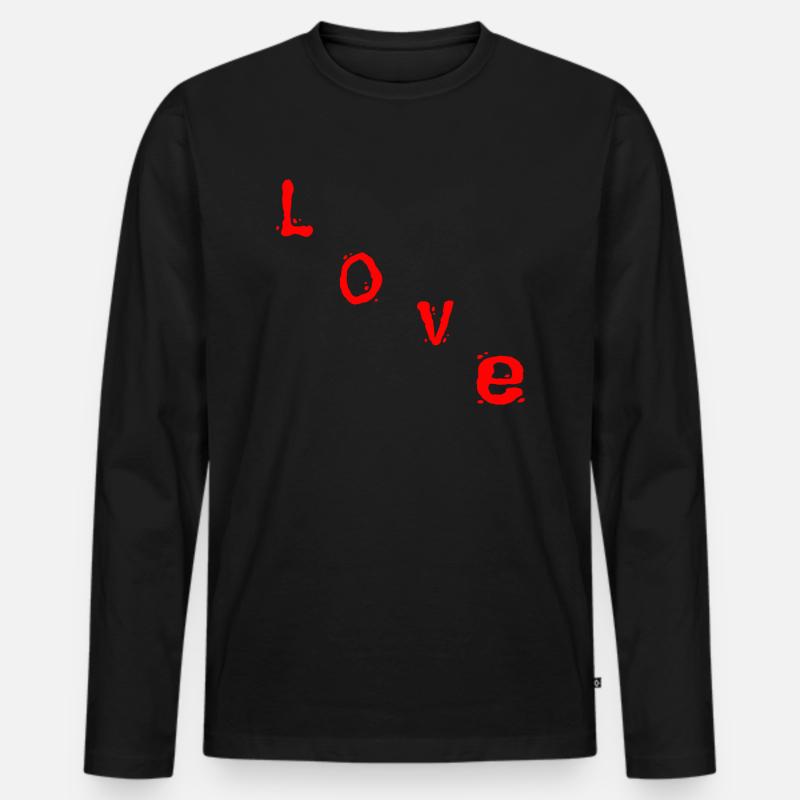 Love - Männer Premium Bio Langarmshirt - Schwarz