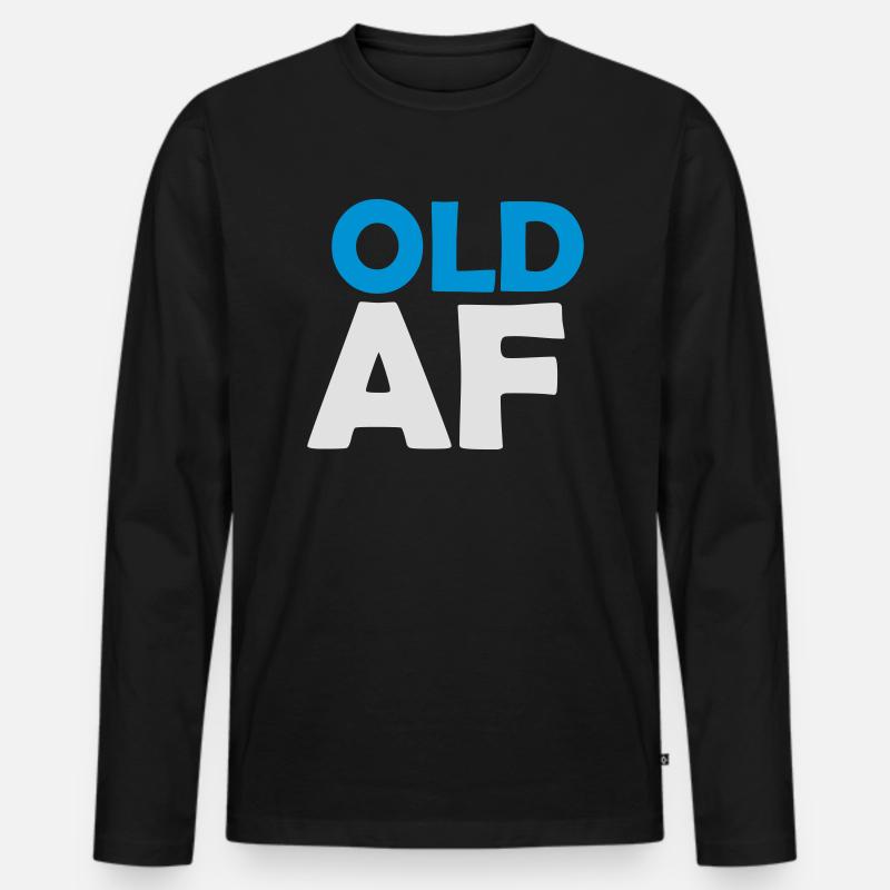 old AF Text Logo - Männer Premium Bio Langarmshirt - Schwarz