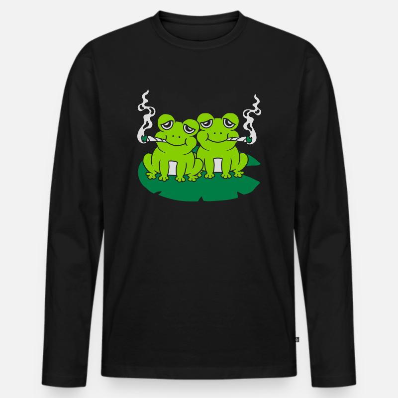 Joint rauchen 2 Frösche - Männer Premium Bio Langarmshirt - Schwarz