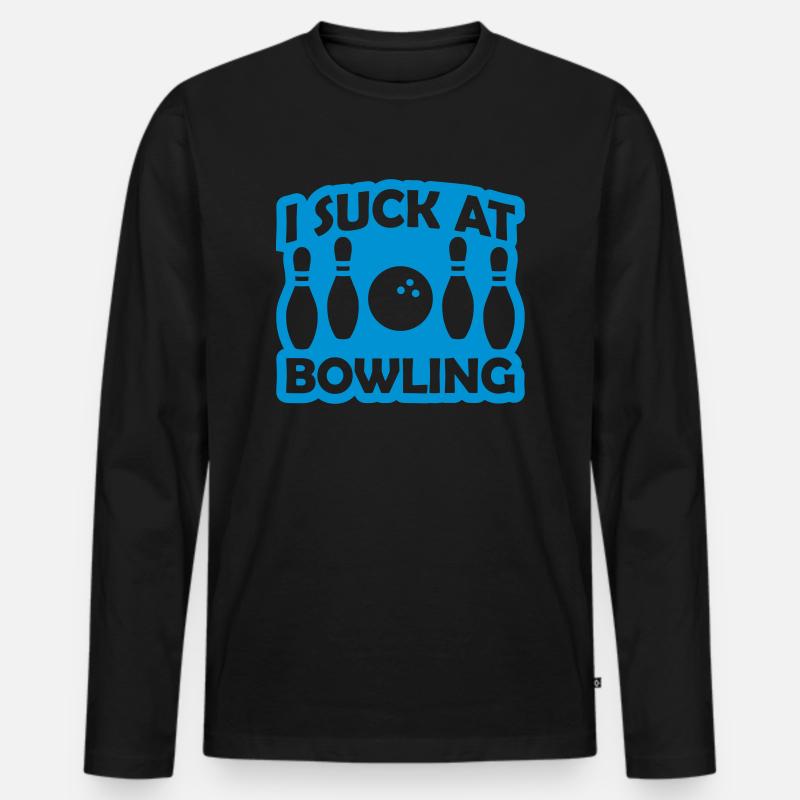 I suck at bowling - Männer Premium Bio Langarmshirt - Schwarz