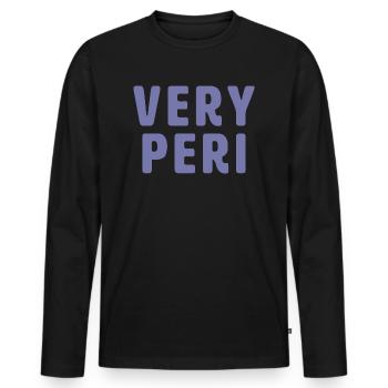 Very Peri - Männer Premium Bio Langarmshirt - Schwarz - Vorne - Nico (187cm)