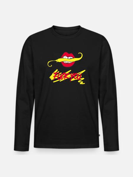 Fick dich - Männer Premium Bio Langarmshirt - Schwarz