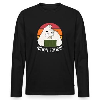 Onigiri Nihon Foodie Japan Fan Anime - Men's Premium Organic Long Sleeve Shirt - black - Front - Nico (187cm)