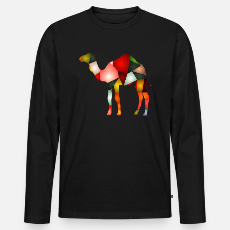 Kamel - Männer Premium Bio Langarmshirt - Schwarz