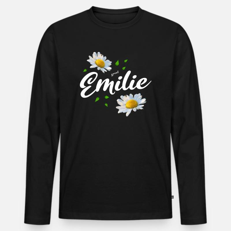 Emilie - Männer Premium Bio Langarmshirt - Schwarz