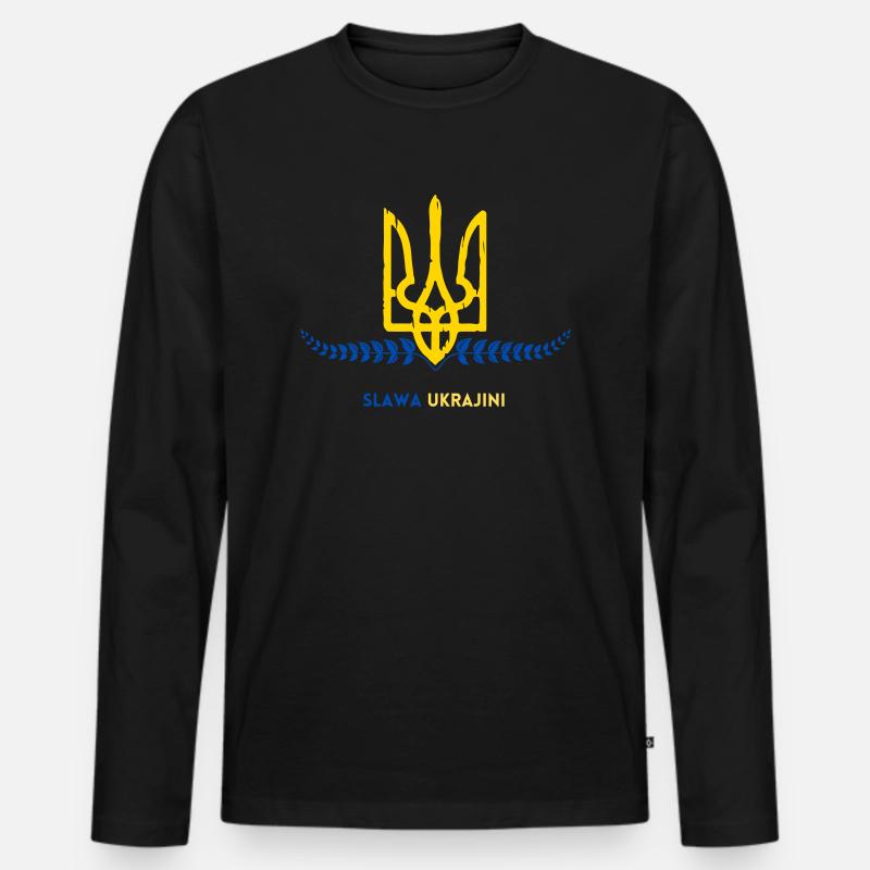 Ruhm der Ukraine - Männer Premium Bio Langarmshirt - Schwarz