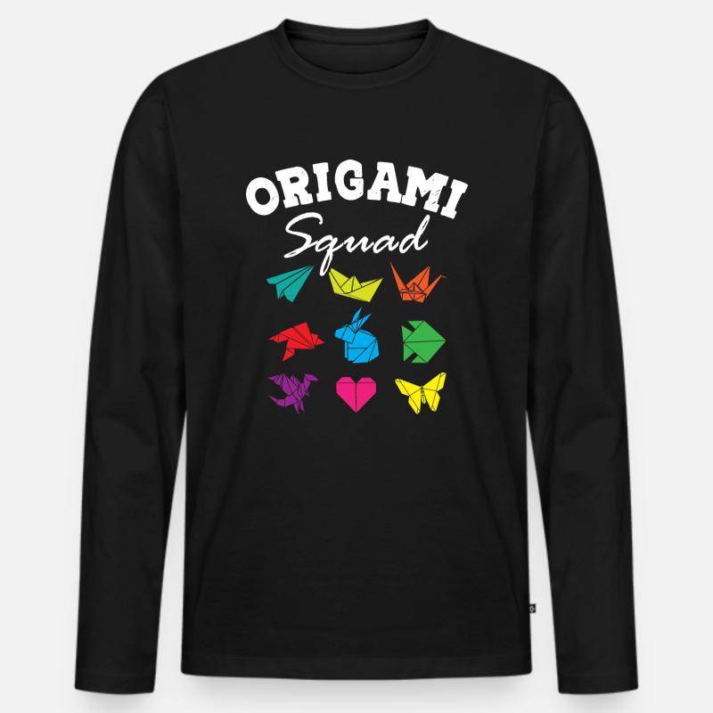Origami Squad - Männer Premium Bio Langarmshirt - Schwarz