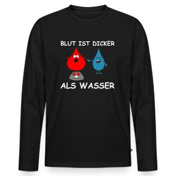 Blut ist dicker als Wasser | lustige Bilder - Männer Premium Bio Langarmshirt - Schwarz - Vorne - Nico (187cm)